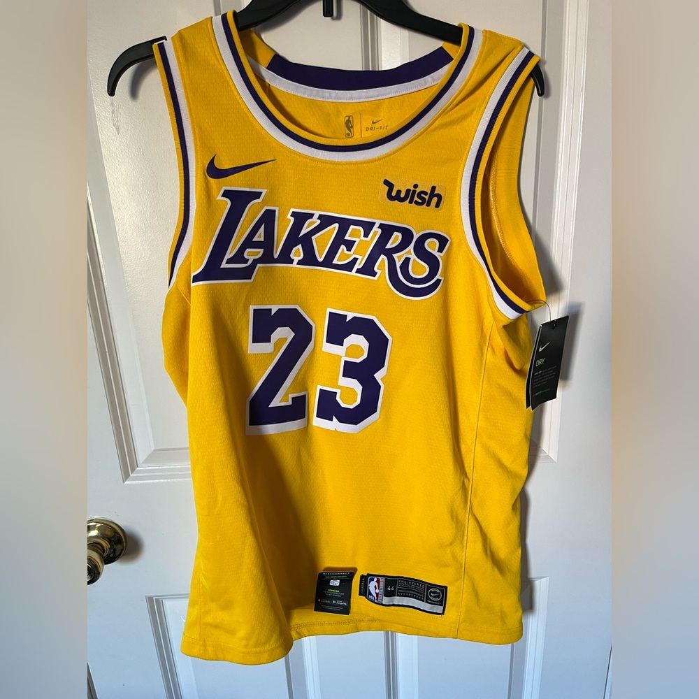 Los Angeles Lakers LeBron James #23 Icon Gold Swingman Jersey With Wish Patch